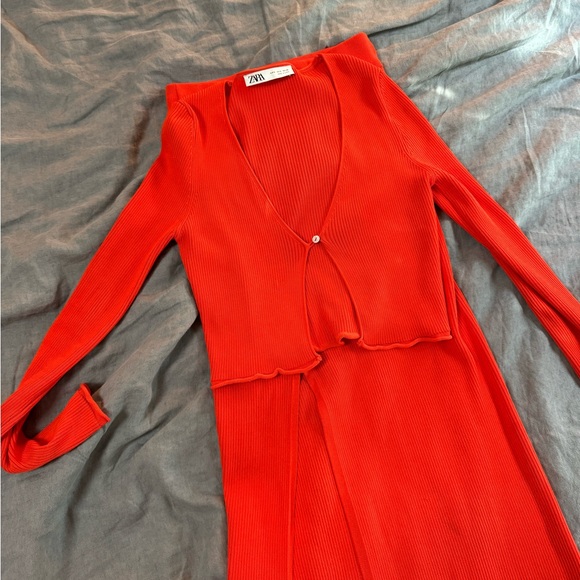 Zara 3 piece ribbed orange set bundle S - Picture 8 of 8